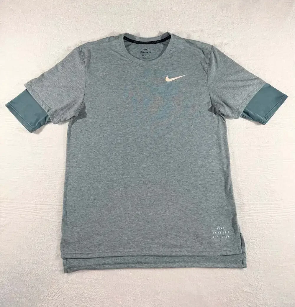Nike Men's Dri-FIT Running Division Layered Running T-Shirt Sage Medium